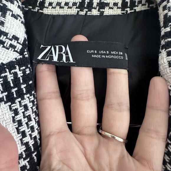 Zara Tweed Jacket Womens Small Double Breasted Blazer Equestrian Quiet Luxury - Picture 6 of 13